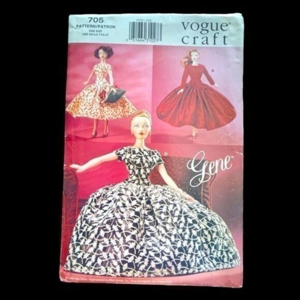 UNCUT GENE Doll Sewing Pattern Vogue 705 for 15 1/2 Fashion Doll Bouffant Dress